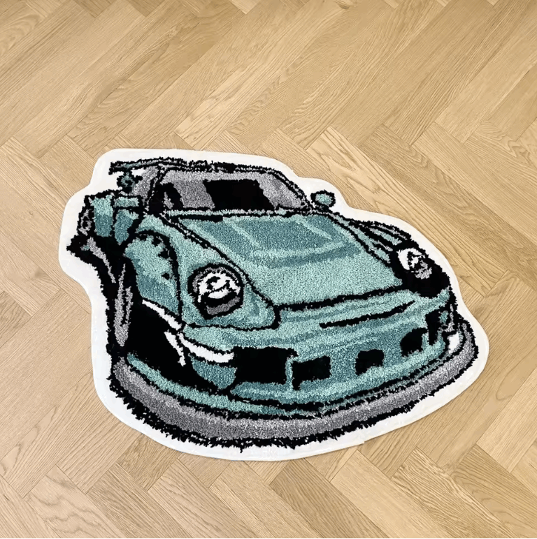 Auto Teppich im Retro Sportwagen-Design