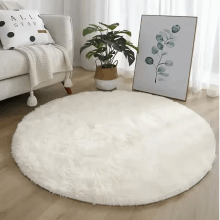 Kuschelweicher runder Teppich für eleganten Wohnkomfort
